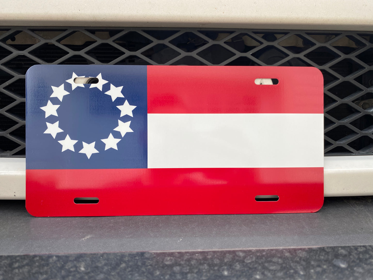 First National Flag Car Tag/Plate