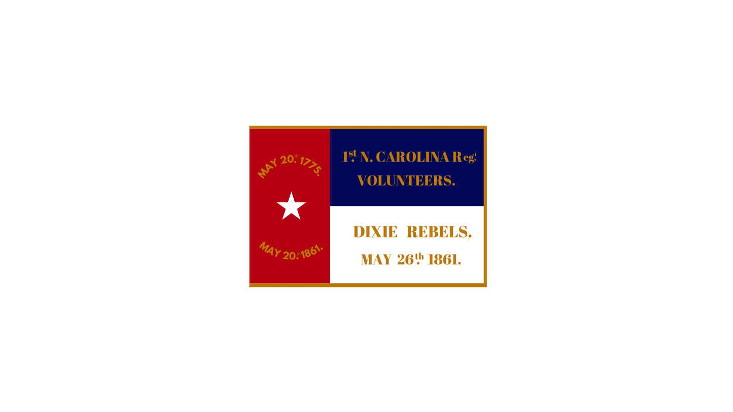 "Dixie Rebels" 1st North Carolina Volunteers Flag Stickers