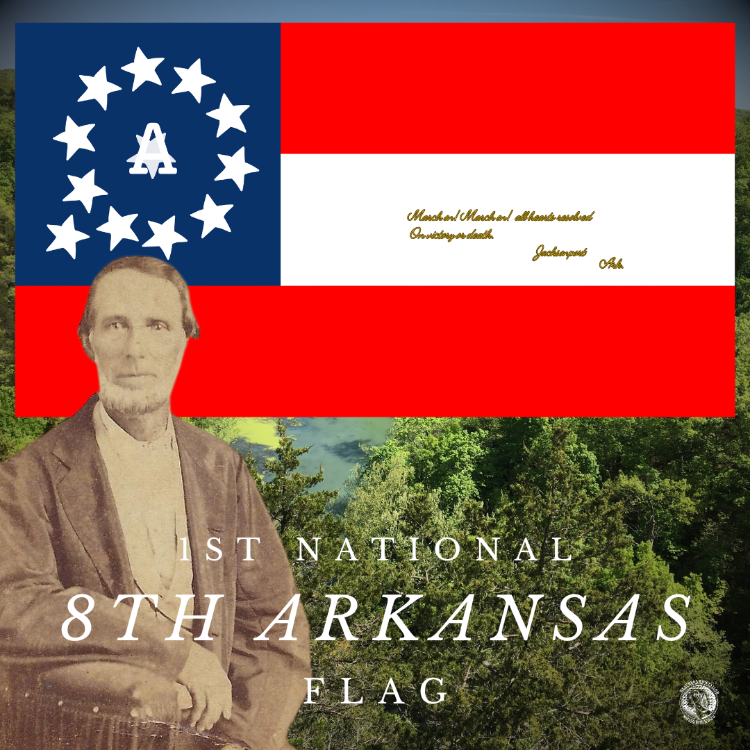 "March on! March on! 8th Arkansas Flag Stickers/Magnet