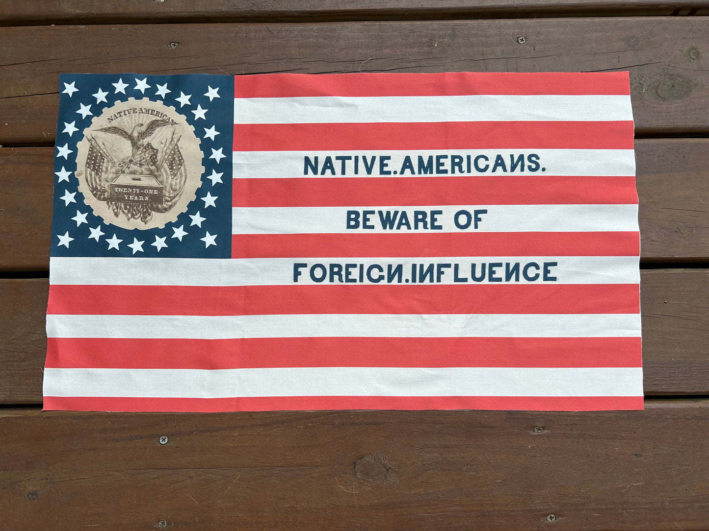 "Beware of Foreign Influence" - Know Nothing Party Flag (Reproduction)