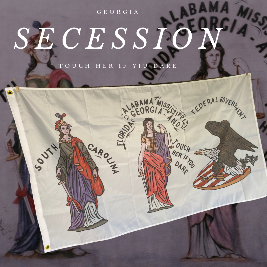"Touch her if you dare" 1860 Georgia Secession Banner House Flag