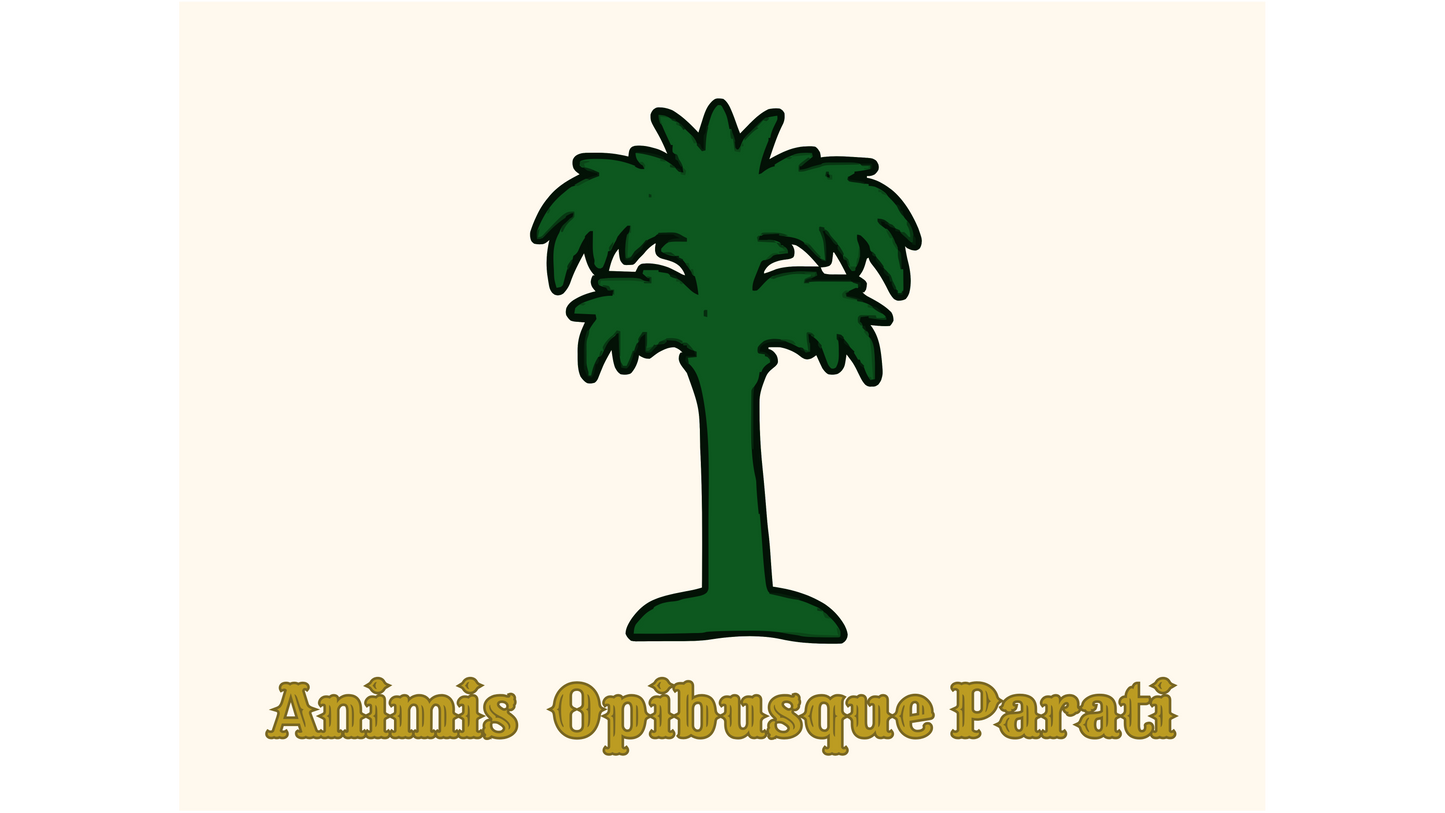 "ANIMIS OPIBUSQUE PARATI" South Carolina Flag - November 16, 1860