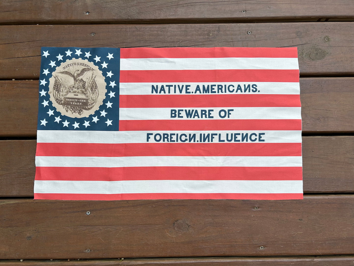 "Beware of Foreign Influence" - Know Nothing Party Flag (Reproduction)