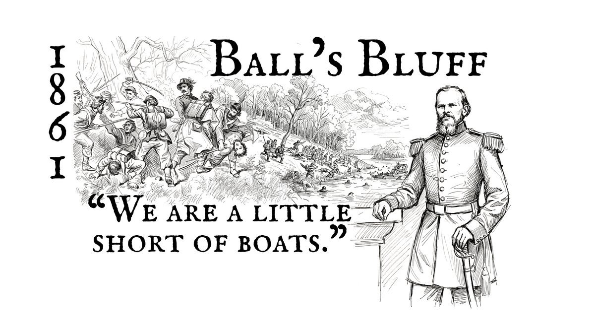 "We are a little short of boats." Battle of Ball's Bluff Sticker/Magnet