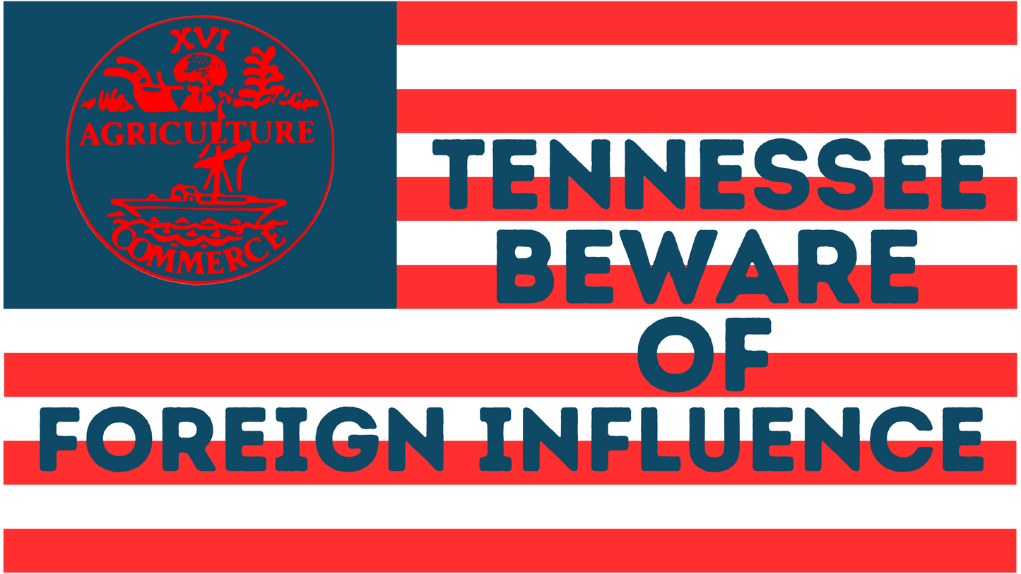 "Tennessee Beware of Foreign Influence" Sticker/Magnet