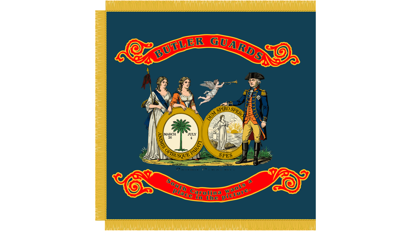 "We offer peace" - Company A - Butler Guards 4th South Carolina Flag Stickers/Magnet