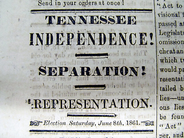 Tennessee Independence! - Secession Vote Newspaper Headline Stickers/Magnet