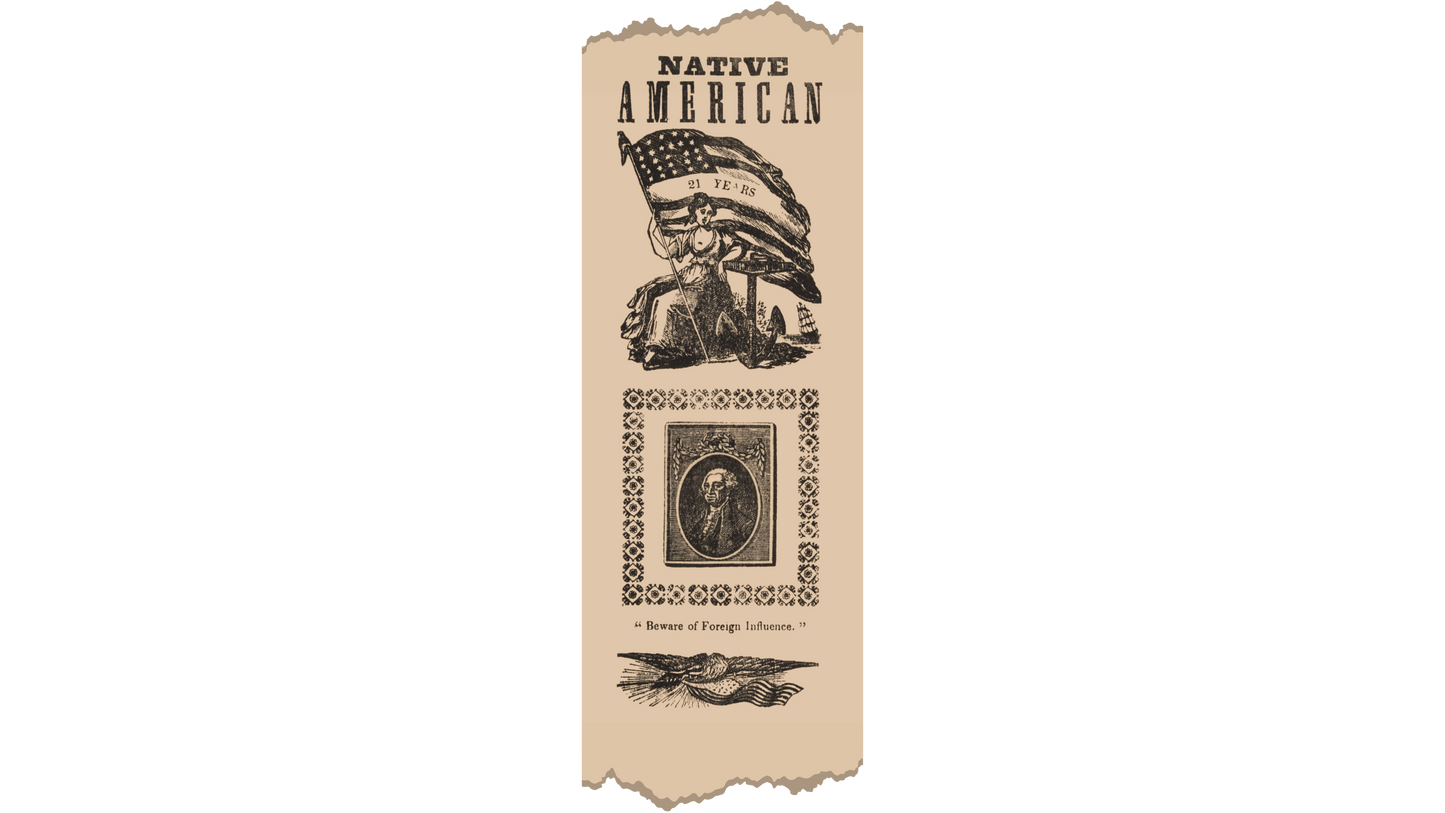 "Beware of Foreign Influence" - Know Nothing Party Campaign Ribbon Sticker/Magnet