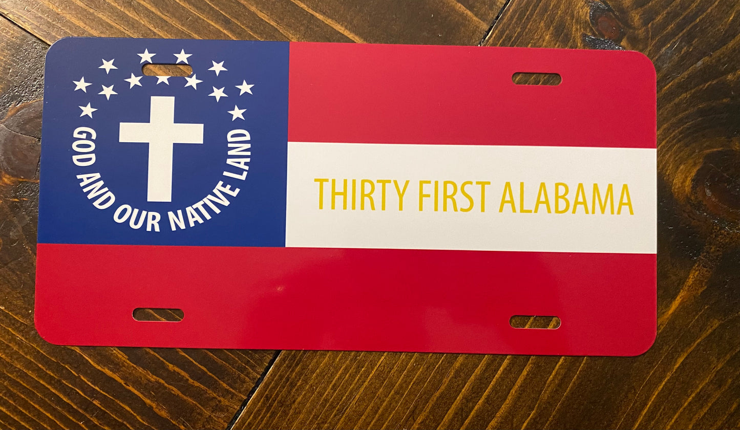 "God and Our Native Land" 31st Alabama Car Tag/Plate
