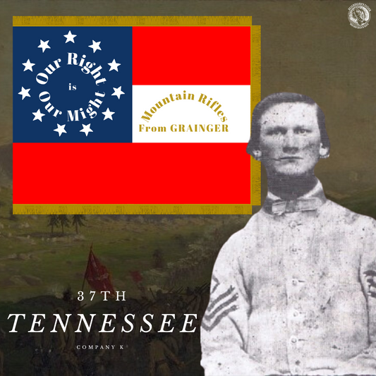 "Our Right is Our Might" 37th Tennessee - Company K Flag Stickers/MagnetStickers/Magnet