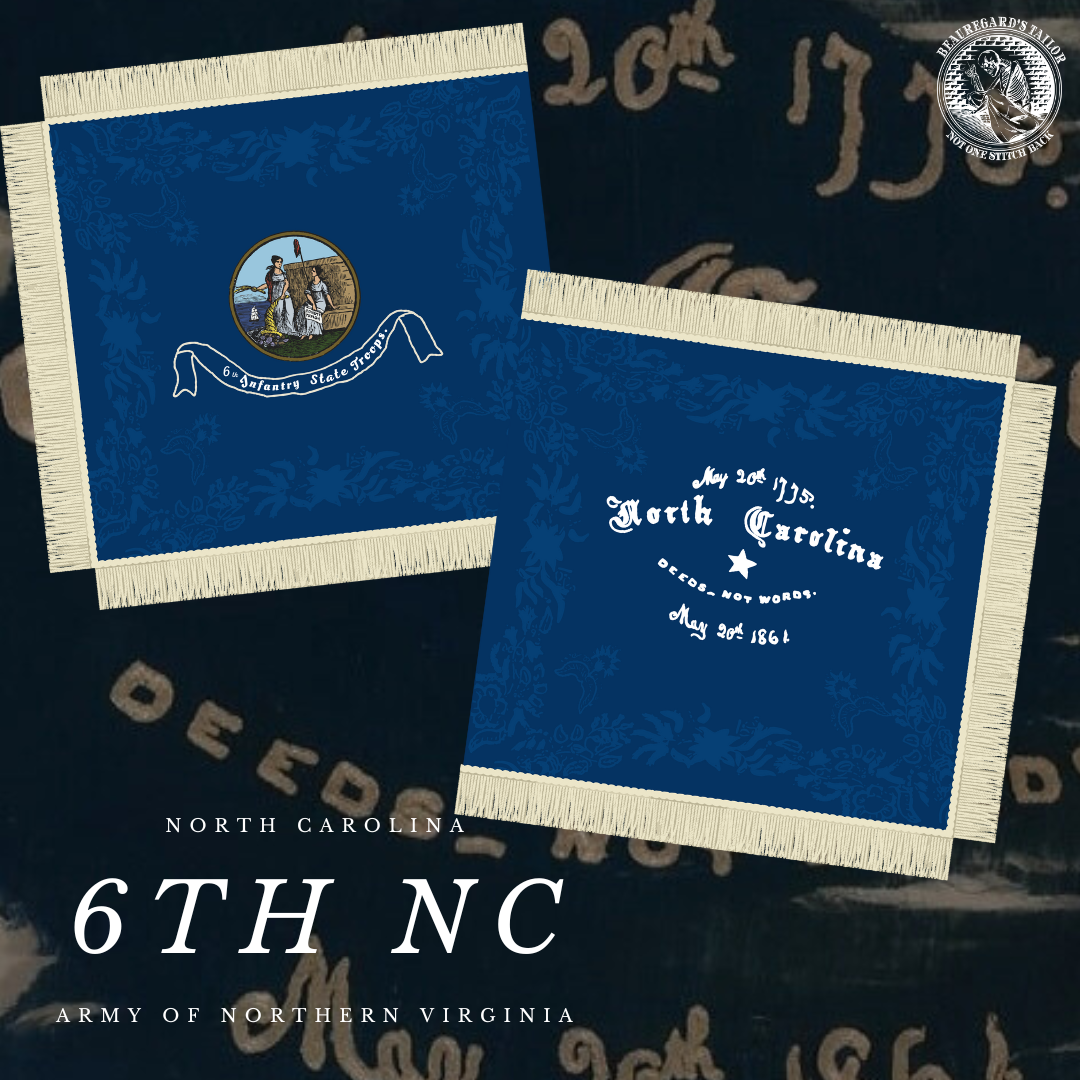"Deeds Not Words" 6th North Carolina Infantry Flag Sticker