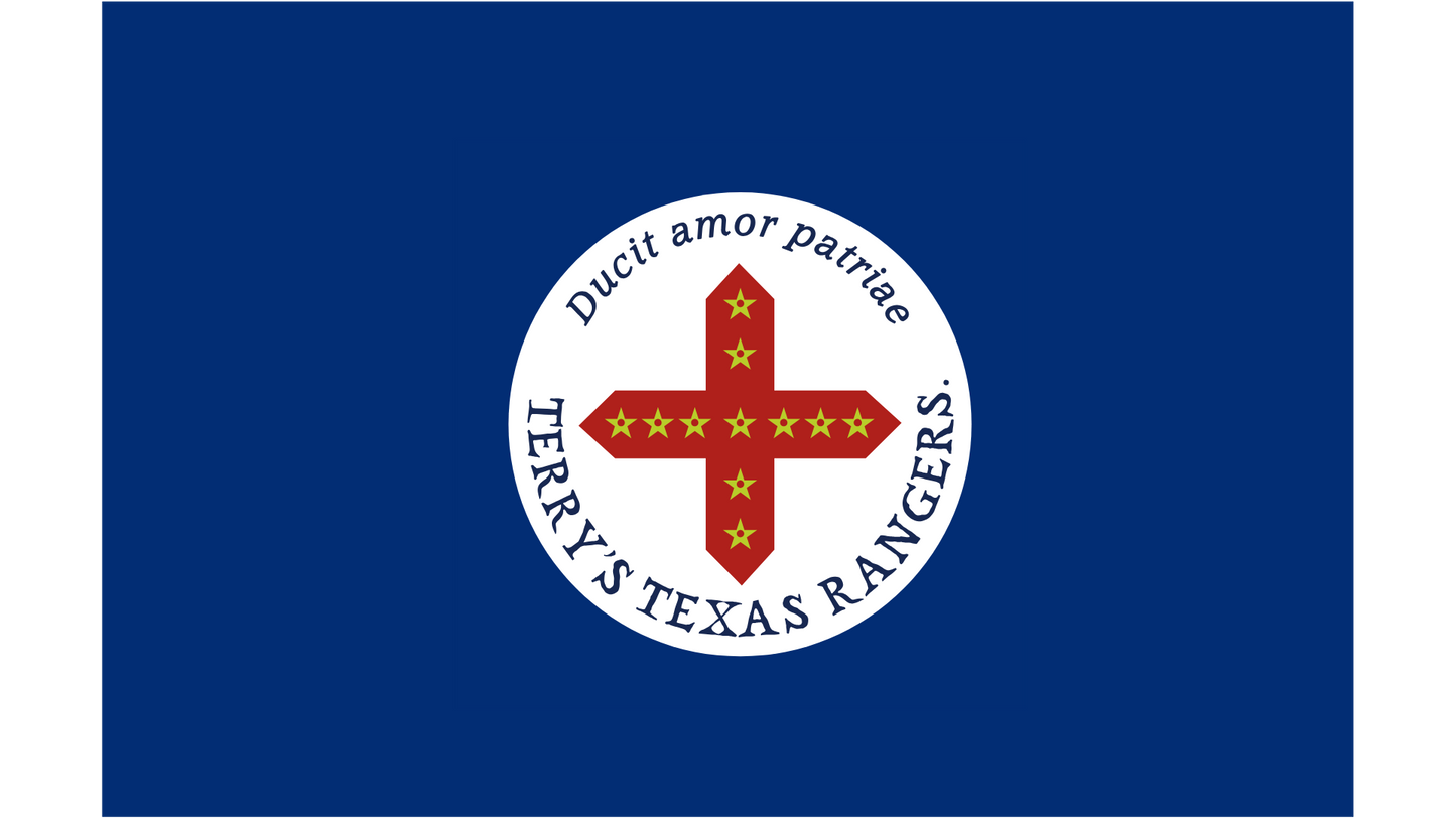 "Ducit amor patriae" Terry's Texas Rangers - 8th Texas Cavalry - Flag House Flag
