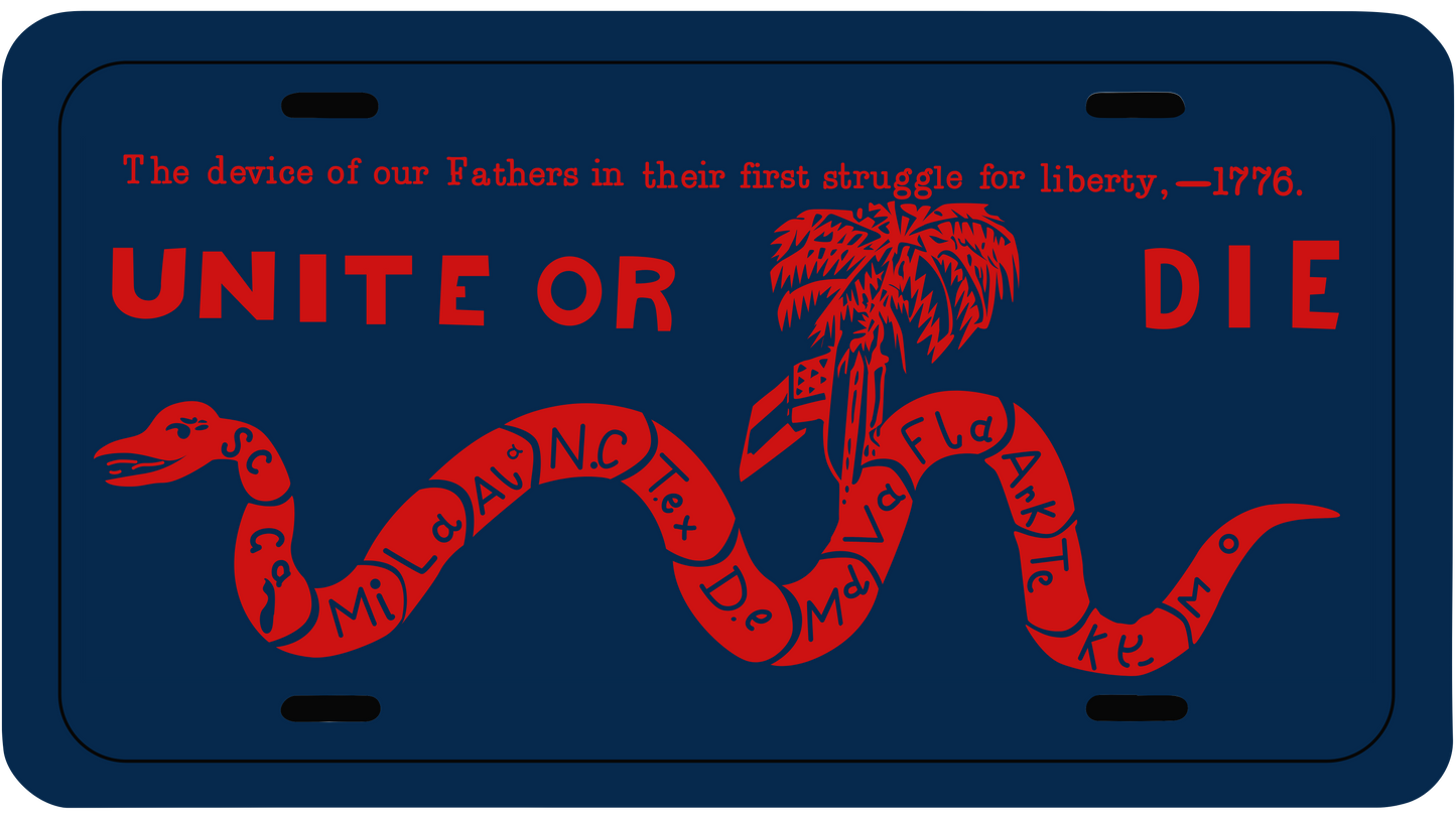 "Unite or Die" Car Tag/Plate