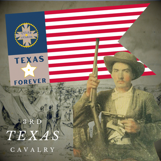"Texas Forever" 3rd Texas Cavalry  - Tyler Guards Flag Stickers/Magnet