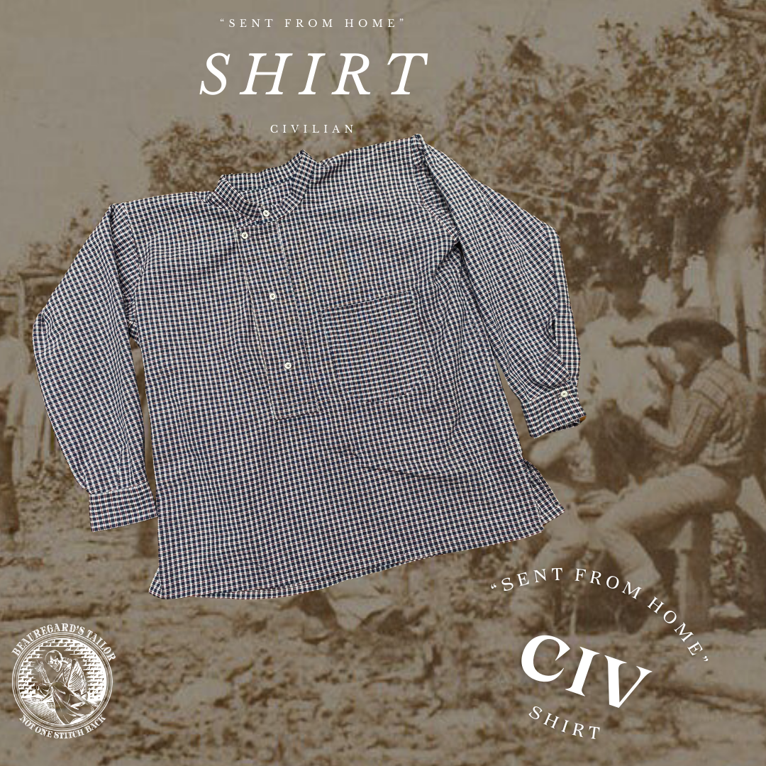"Sent from Home" Band Collar Shirt - Plaid