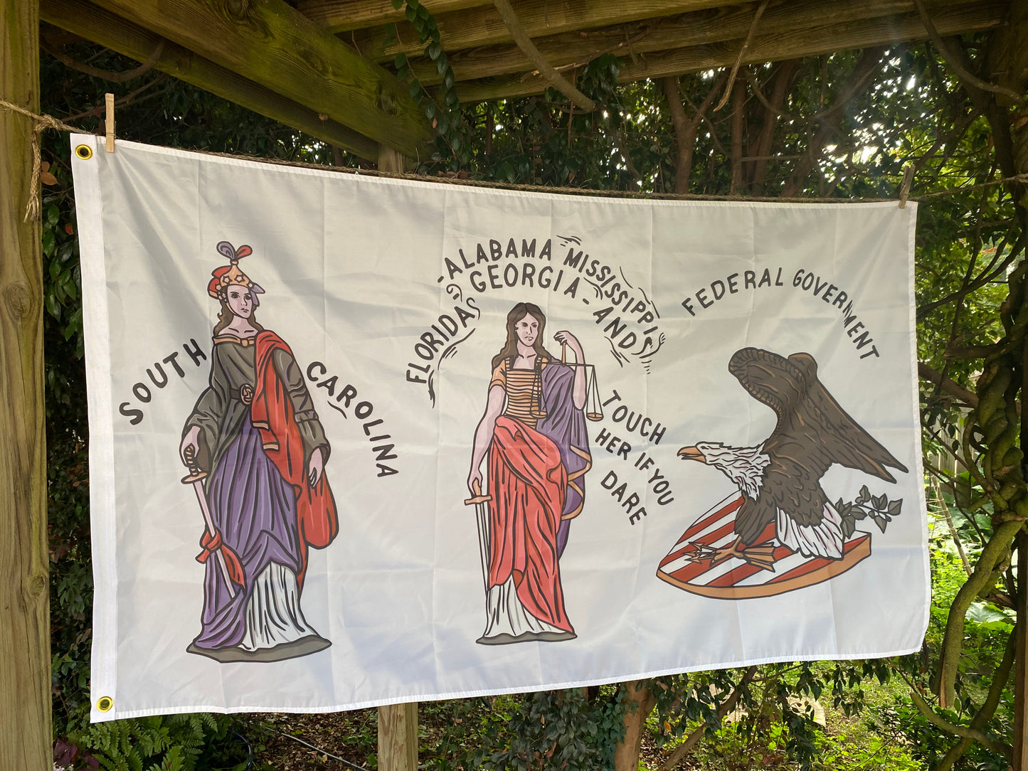 "Touch her if you dare" 1860 Georgia Secession Banner House Flag