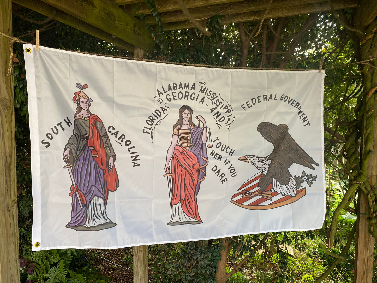 "Touch her if you dare" 1860 Georgia Secession Banner House Flag