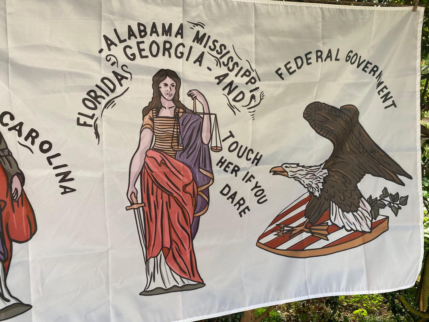 "Touch her if you dare" 1860 Georgia Secession Banner House Flag