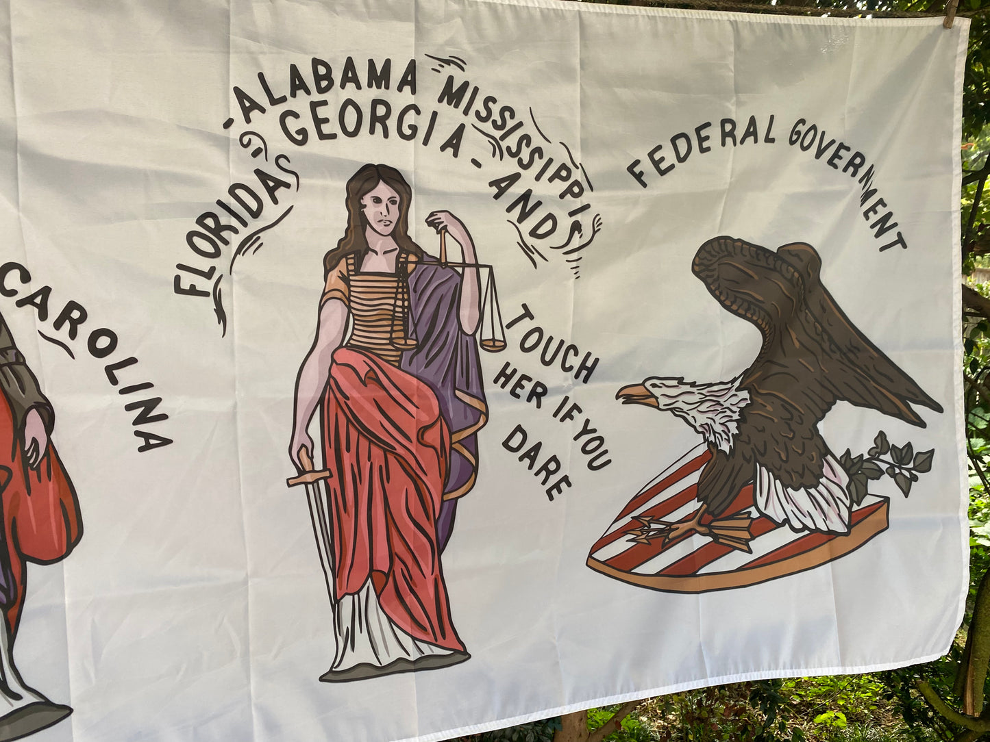 "Touch her if you dare" 1860 Georgia Secession Banner House Flag
