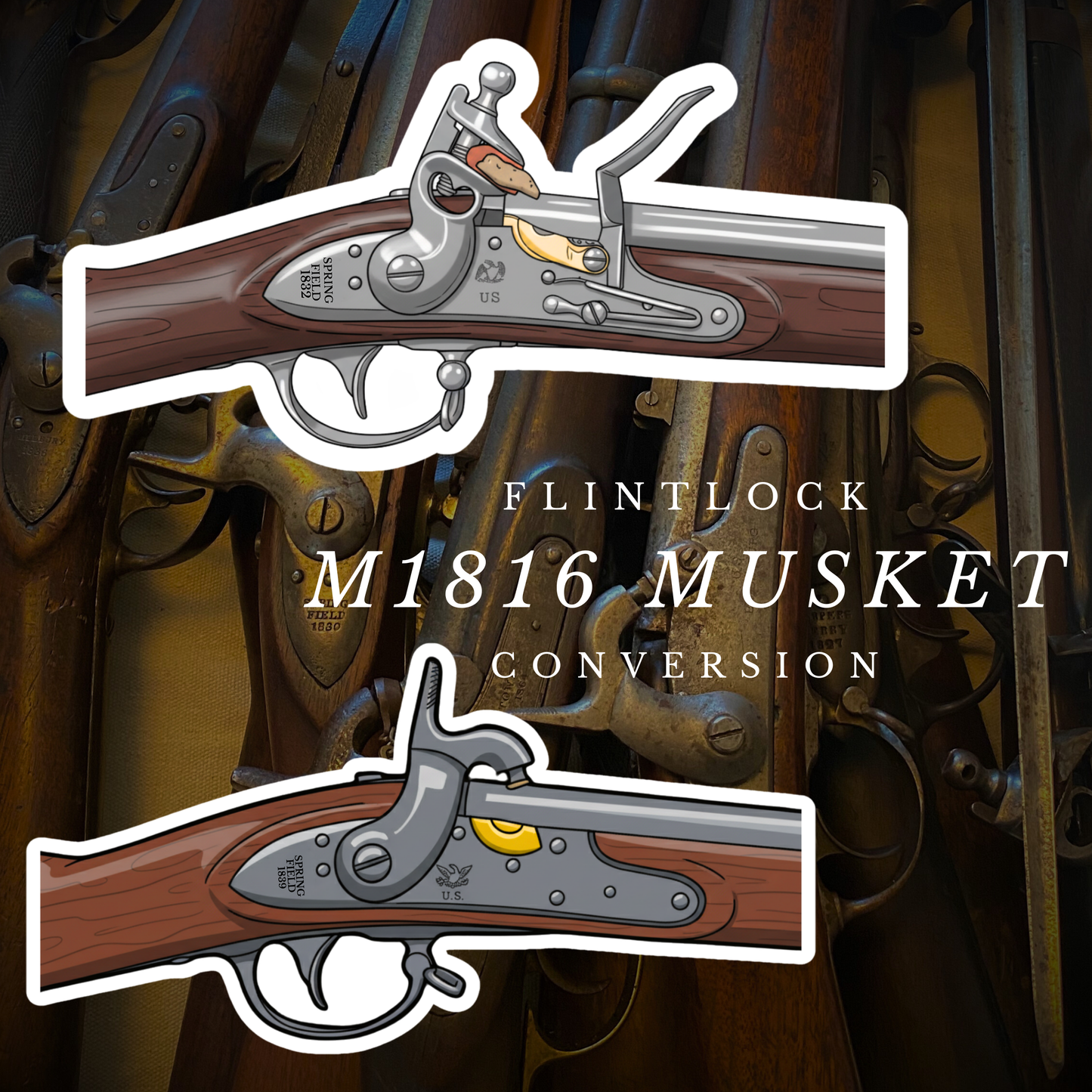 M1816 Springfield Musket and Conversion Musket Stickers/Magnets