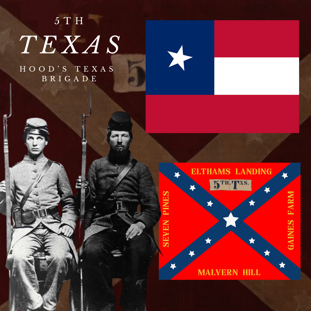 5th Texas Infantry Flag Stickers/Magnet Set