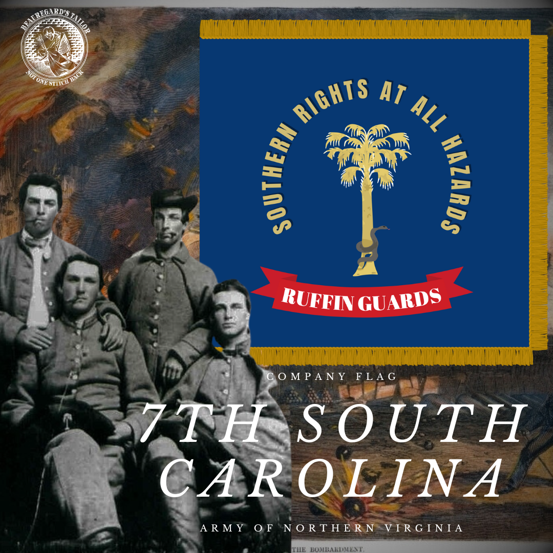 "Southern Rights at All Hazards" 7th South Carolina - Ruffin Guard Flag Stickers/Magnet