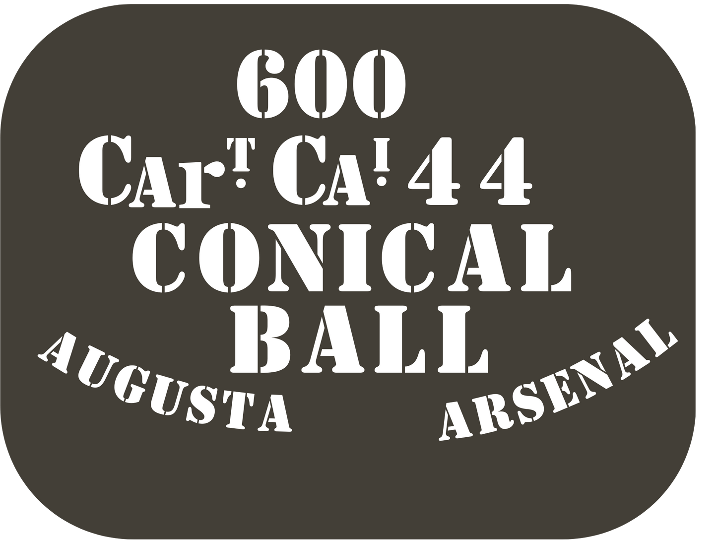 Conical Ball 44 Cal. Augusta Arsenal Crate Stamp Stickers