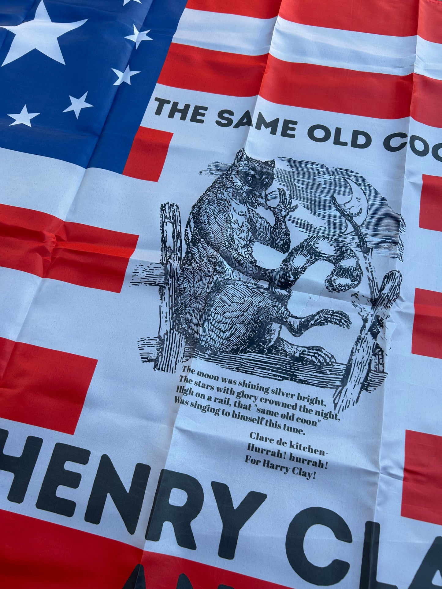 "The Same Old Coon" Henry Clay  1844 Campaign Flag