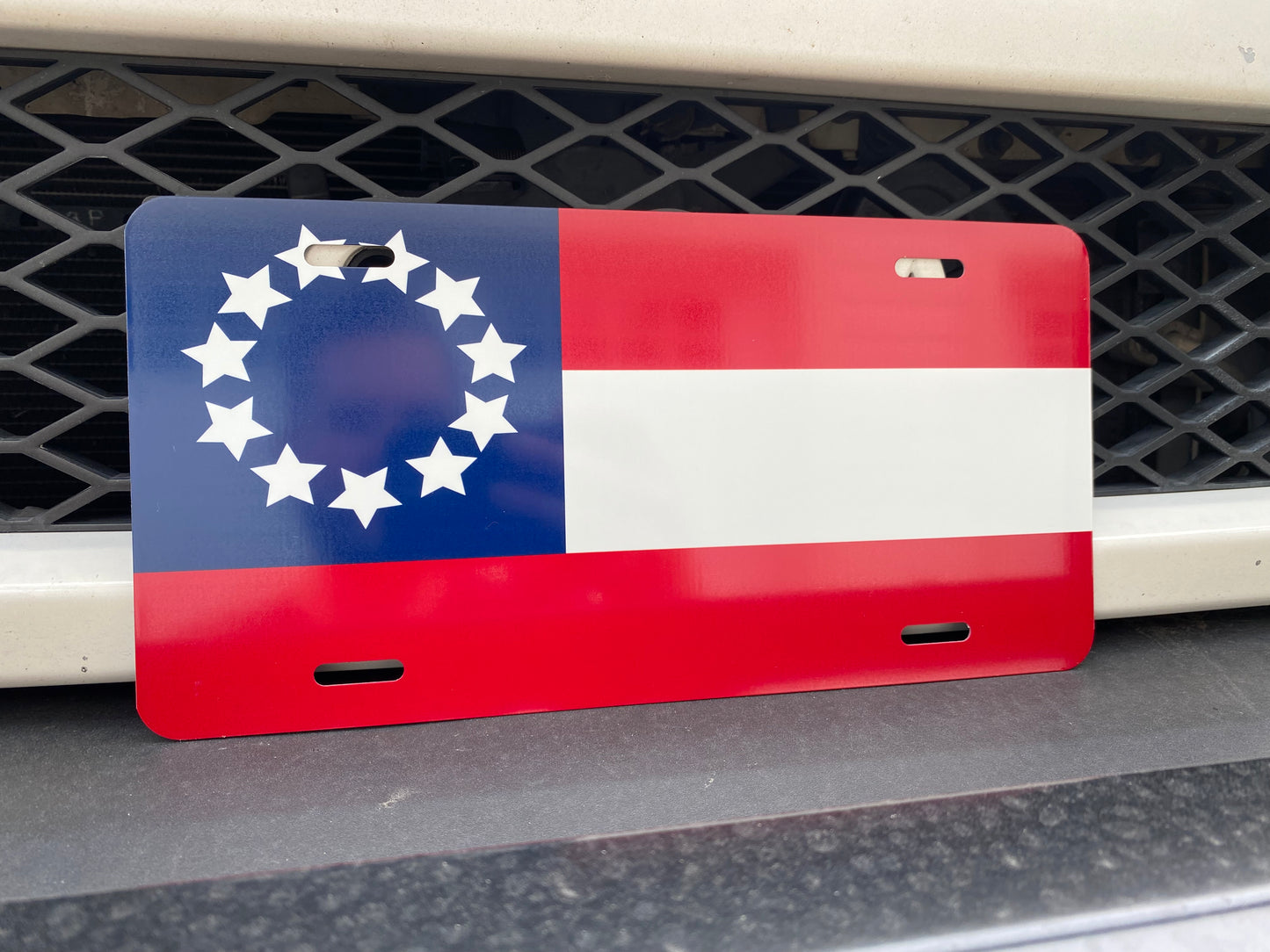 First National Flag Car Tag/Plate