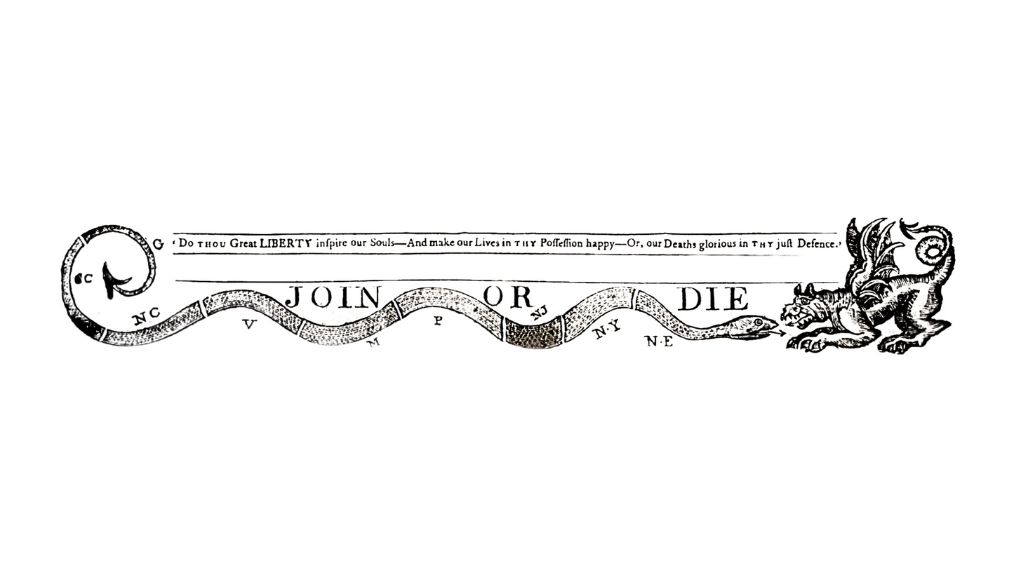 "Join or Die" 1775  News Paper Heading Stickers/Magnet