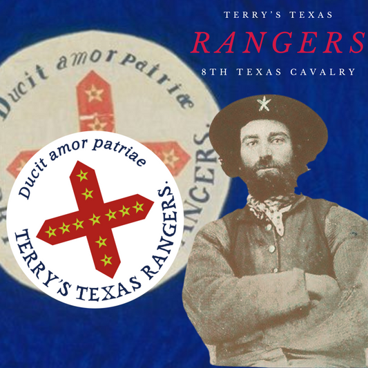 "Ducit amor patriae" Terry's Texas Rangers - 8th Texas Cavalry - Flag Stickers/Magnets