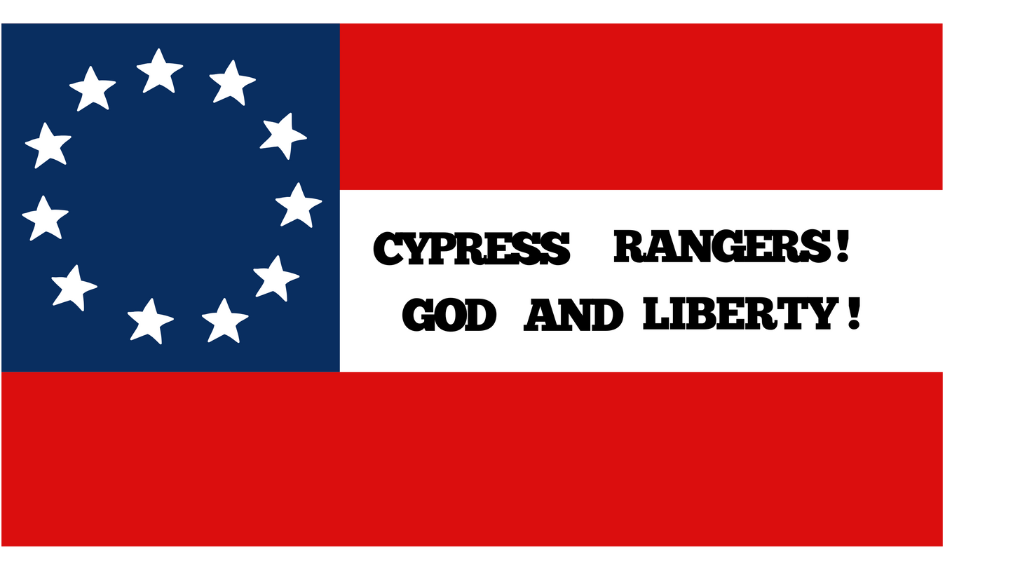 "God and Liberty!" 9th Texas Cavalry - Company F Flag Stickers/Magnets