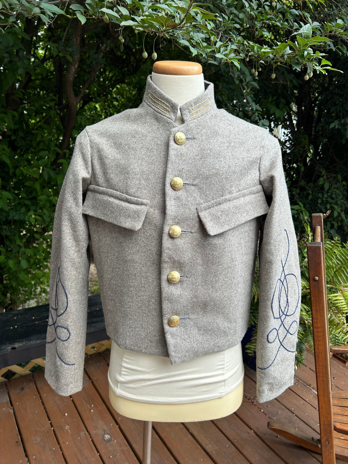 Confederate Officers Jacket - Austrian Braid and Breast Pockets