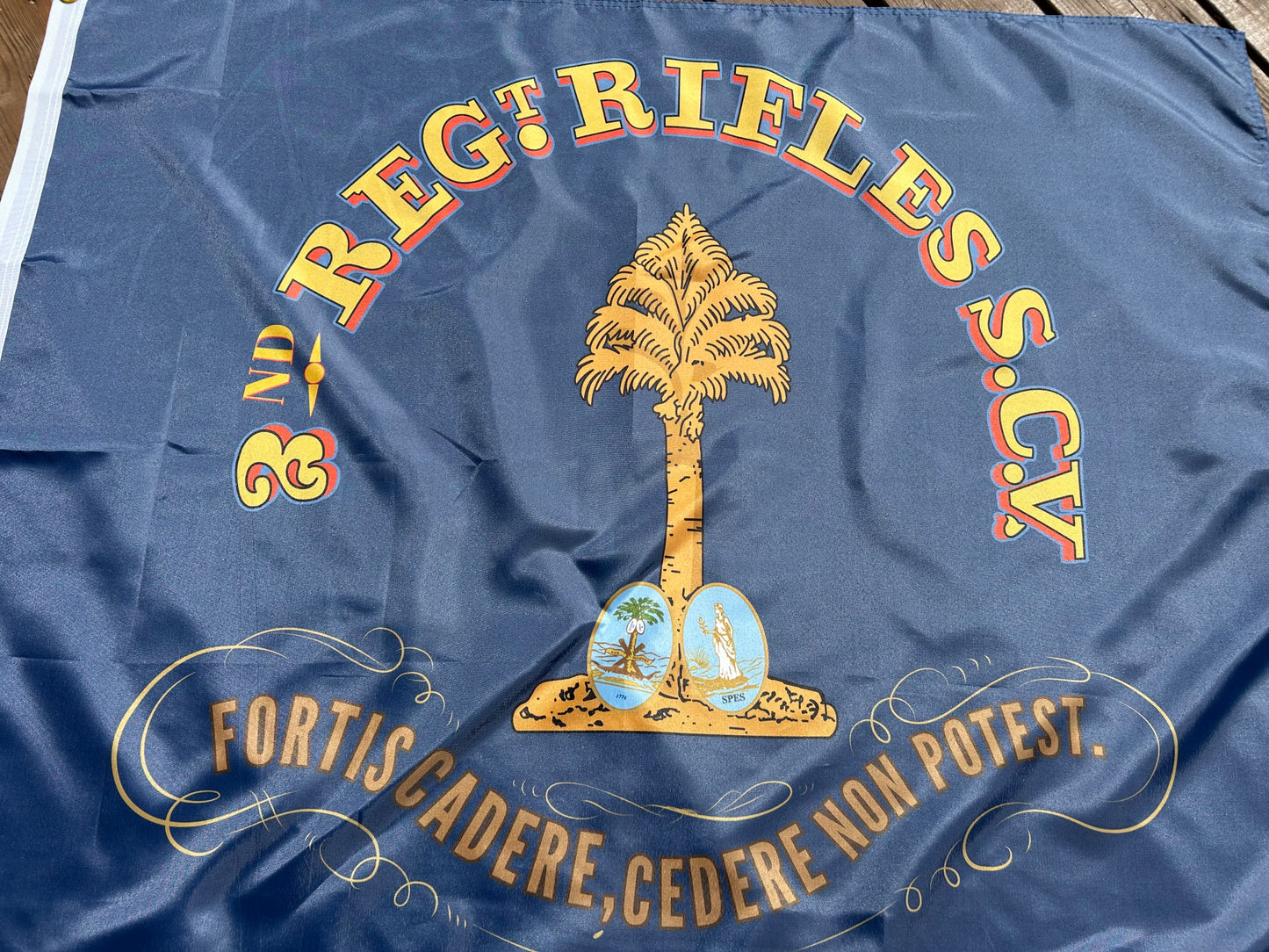 "The brave may fall, but cannot yield" 2nd South Carolina Rifles Flag