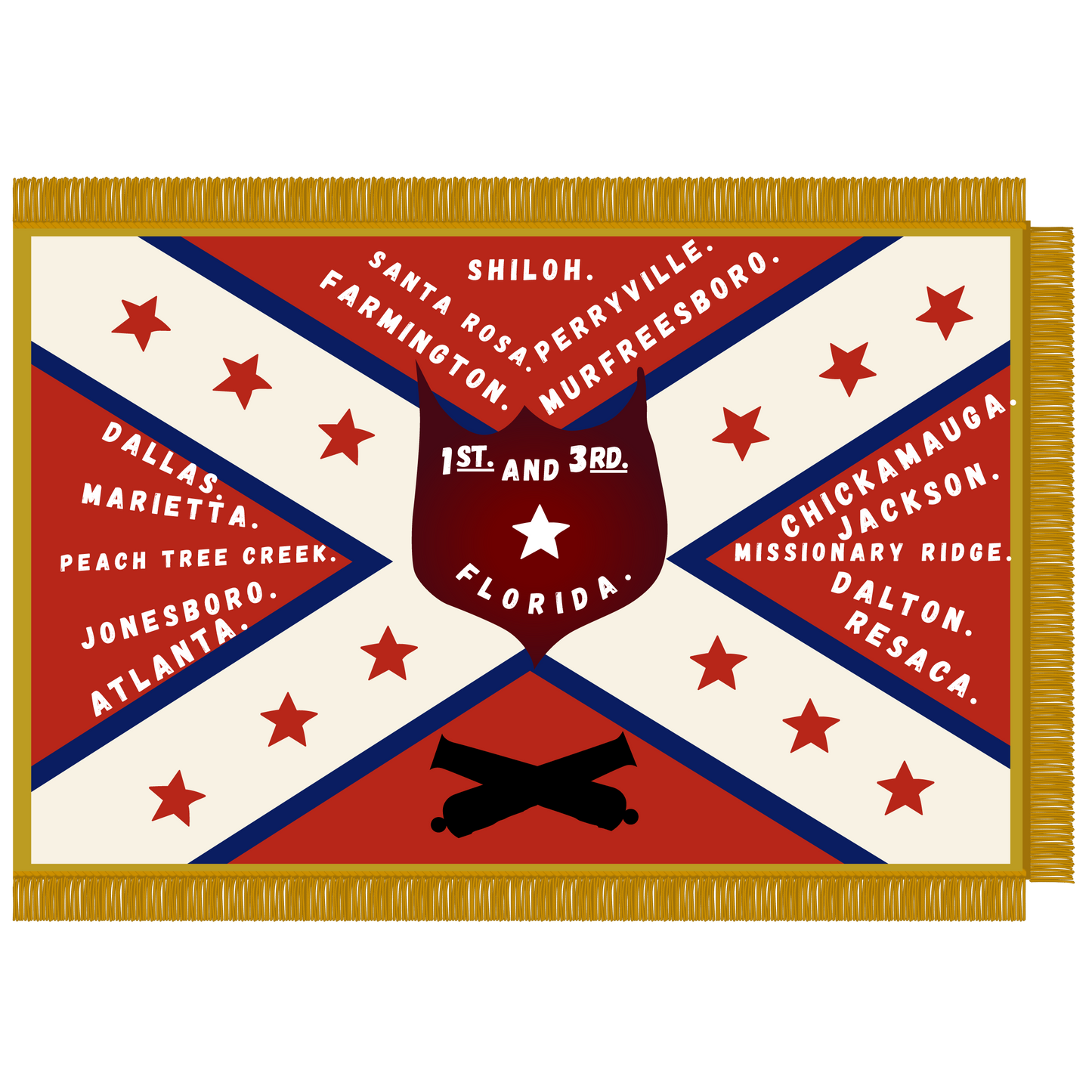 1st and 3rd Florida Infantry Flag Stickers/Magnet