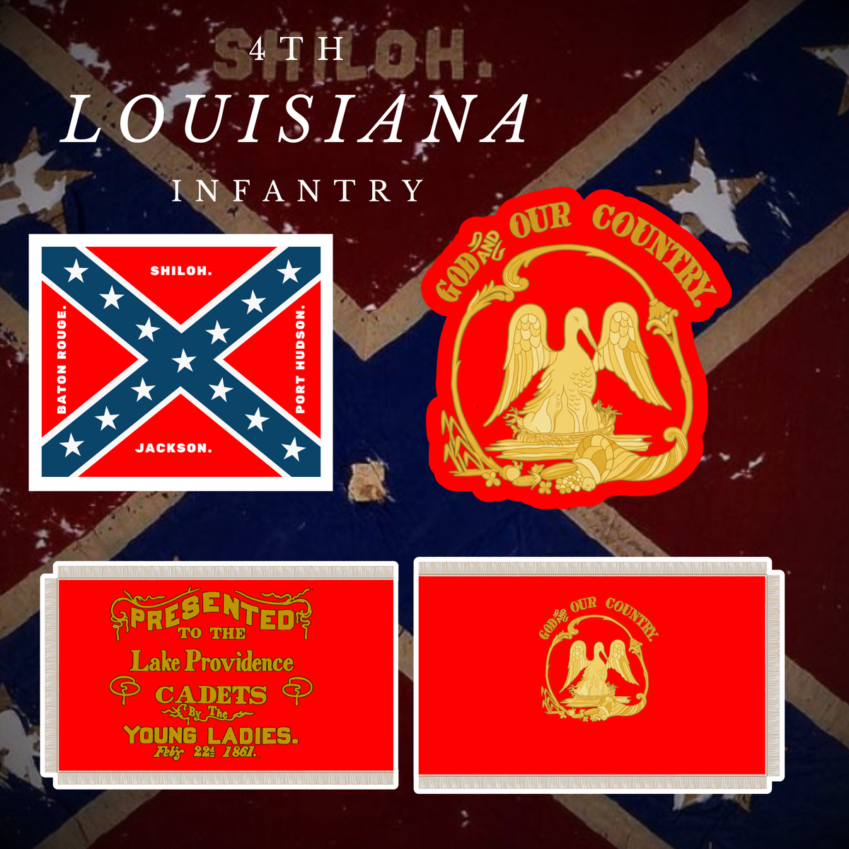 "God and Our Country" 4th Louisiana Infantry Stickers/Magnet Set