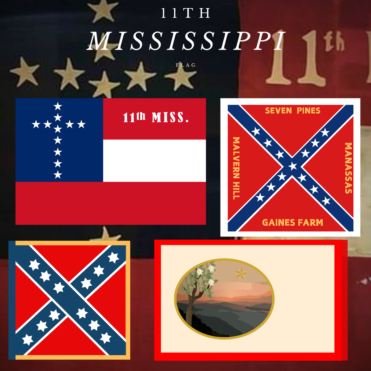 11th Mississippi Regimental Flag Stickers/Magnets