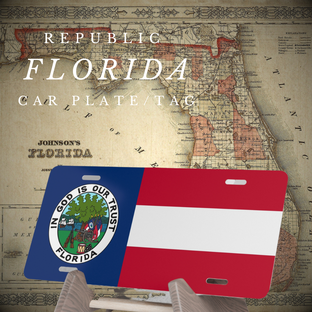Republic of Florida Flag Car Tag/Plate