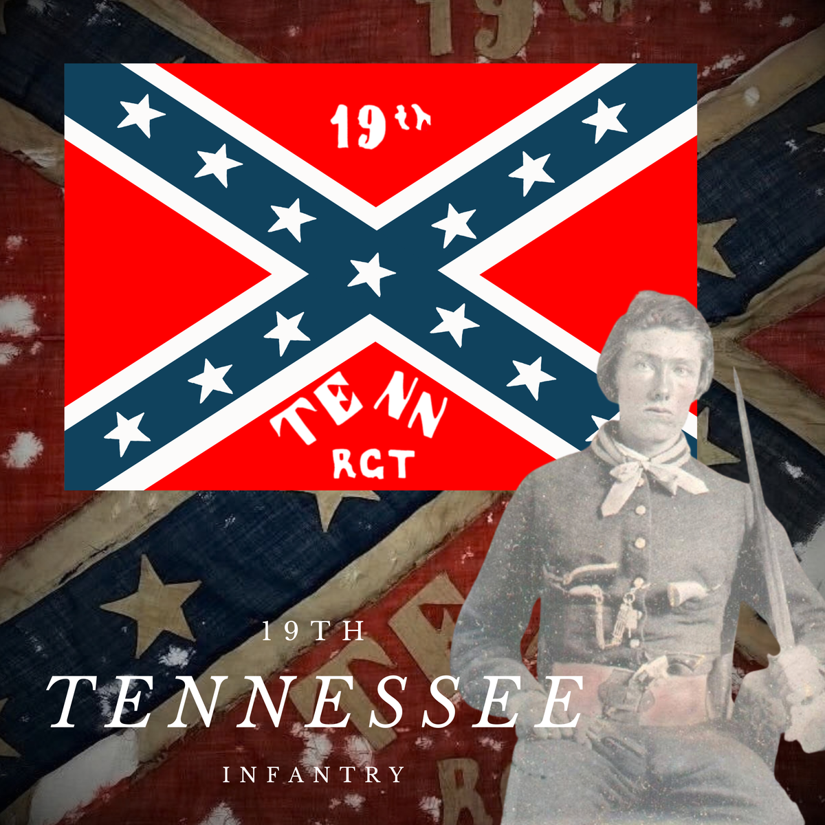 19th Tennessee Infantry Flag Stickers/Magnets