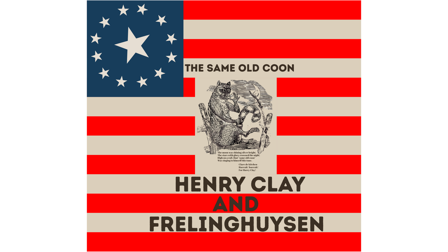 "The Same Old Coon" Henry Clay  1844 Campaign Flag Stickers