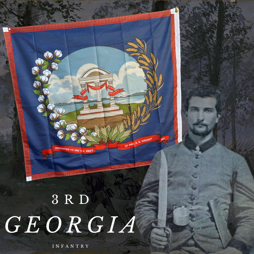 "Pro aris et focis" - "for hearth and home" - 3rd Georgia Regimental Flag - Print Error Close Out