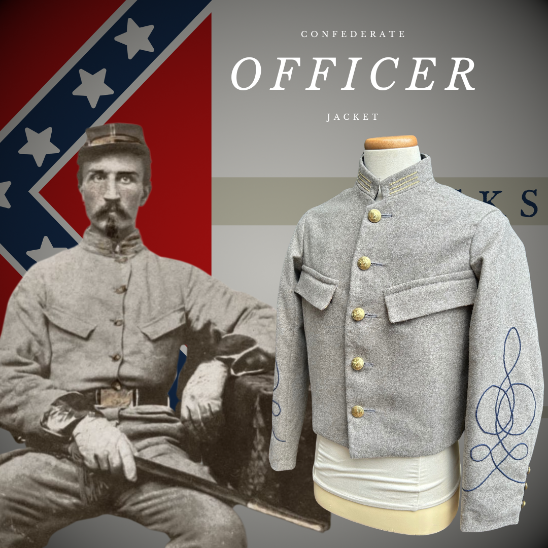 Confederate Officers Jacket - Austrian Braid and Breast Pockets
