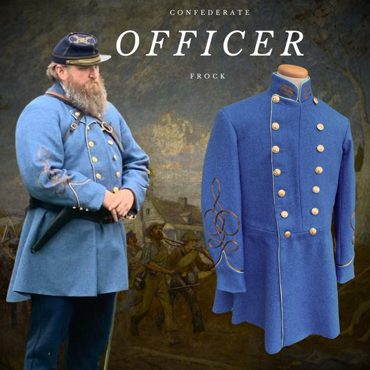 Confederate Officer Frock Coat - Trimmed (piping) Company Grade