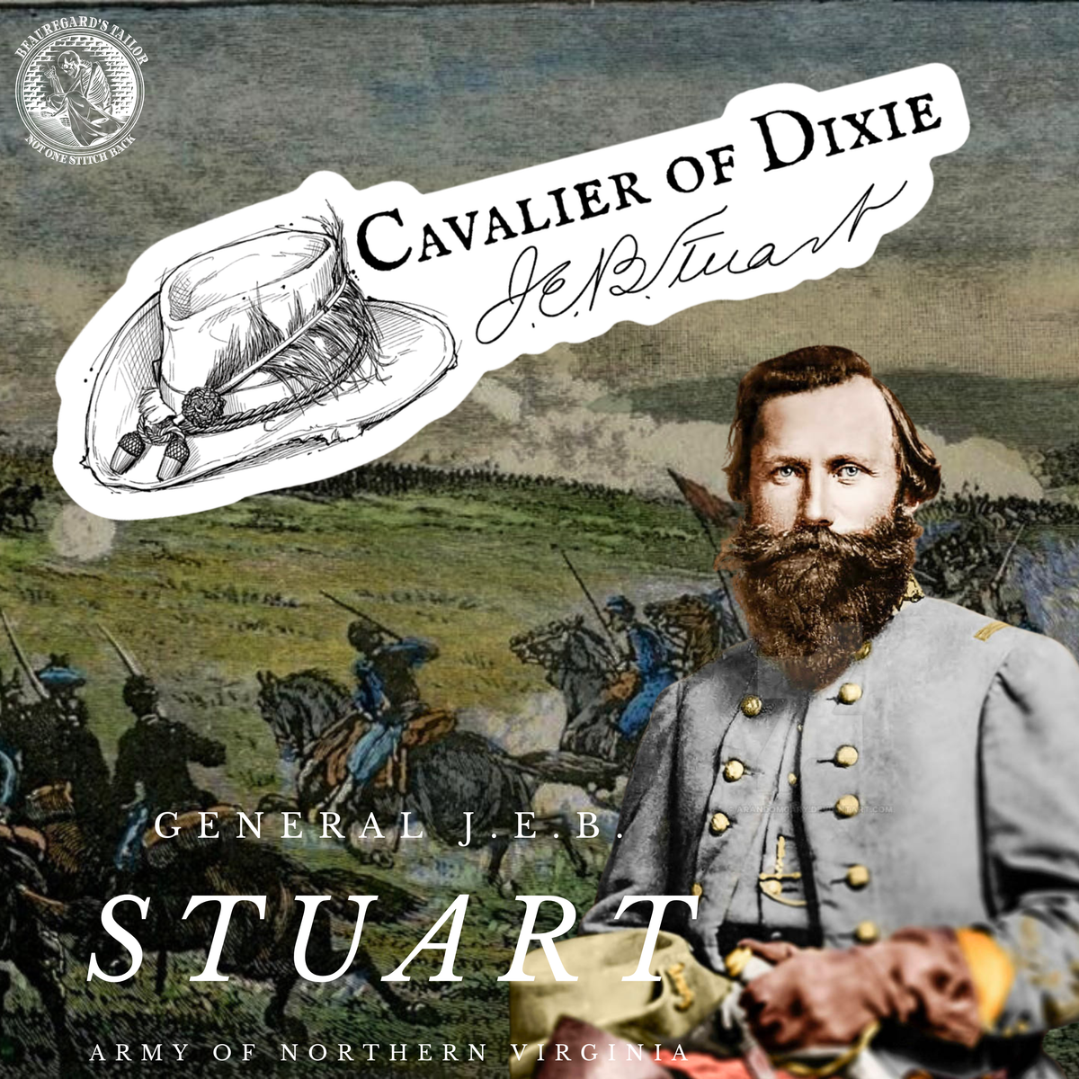General J.E.B. Stuart "Cavalier of Dixie" Sticker/Magnet
