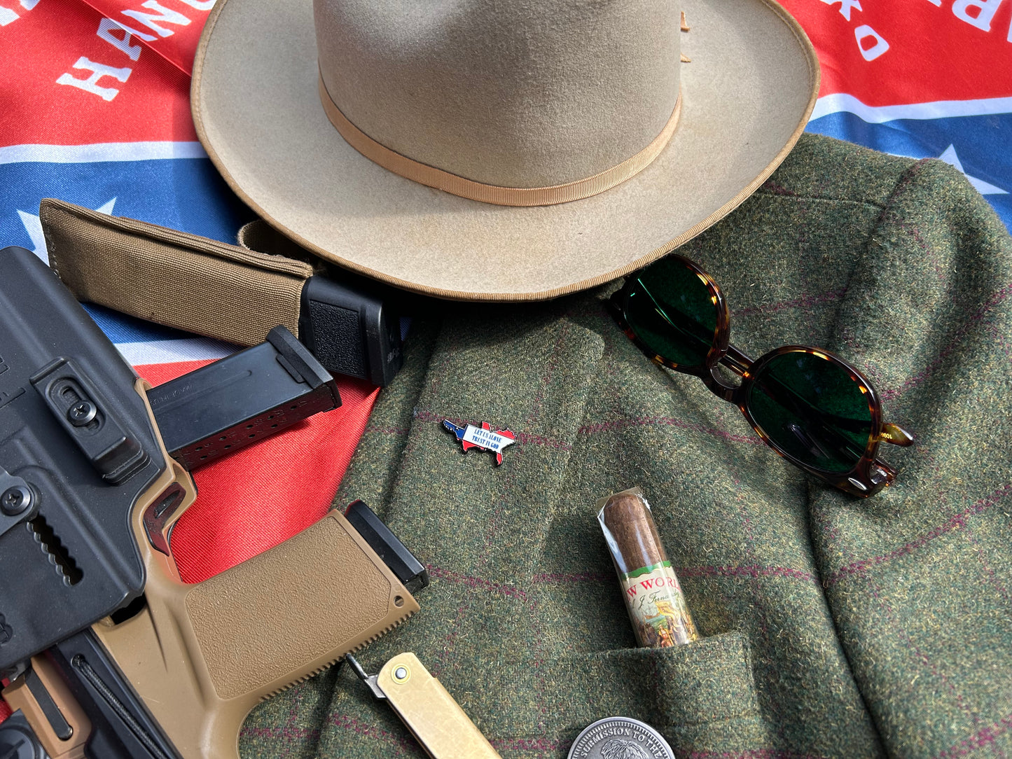 "Let us alone - Trust in God" Confederate Map Lapel Pin