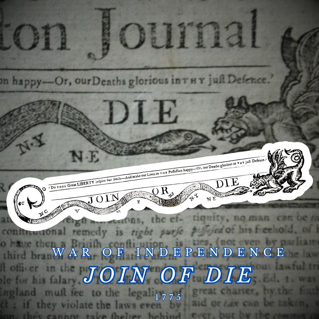 "Join or Die" 1775  News Paper Heading Stickers/Magnet