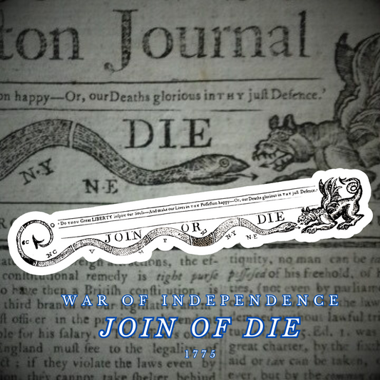 "Join or Die" 1775  News Paper Heading Stickers/Magnet