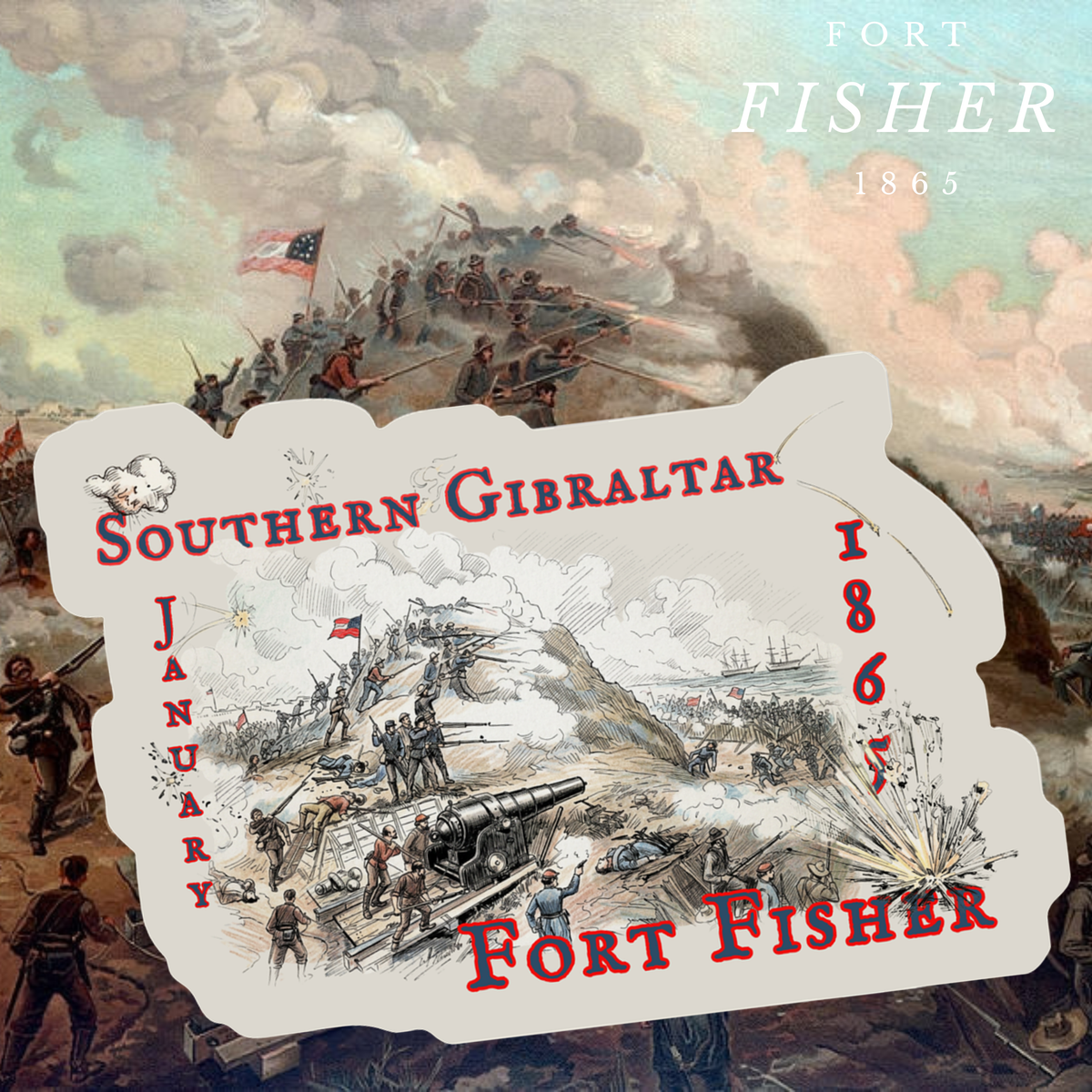 "Southern Gibraltar" Fort Fisher Map Sticker/Magnet