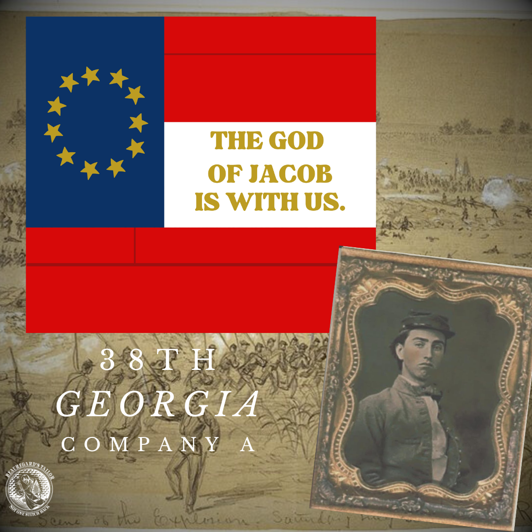 "The God of Jacob is with us." - 38th Georgia - Company A Flag Stickers/Magnet