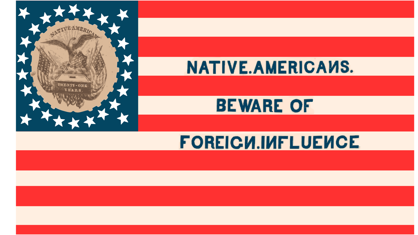 "Beware of Foreign Influence" - Know Nothing Party Flag Stickers/Magnets